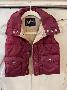 Alto Leisure Wear Burgundy Puffer Vest Size 10 Snap Front Pockets